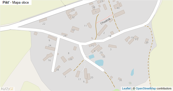 Píšť - mapa obce
