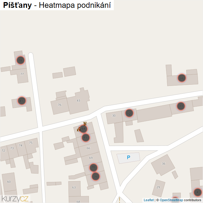 Mapa Píšťany - Firmy v obci.