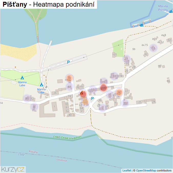 Mapa Píšťany - Firmy v části obce.