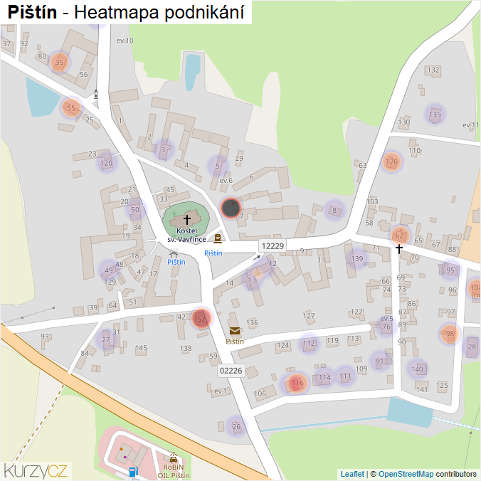 Mapa Pištín - Firmy v části obce.