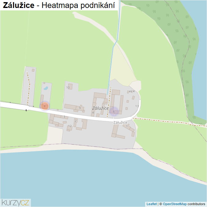 Mapa Zálužice - Firmy v části obce.