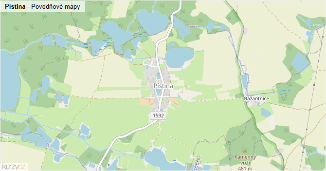 Pístina - záplavové mapy stoleté vody