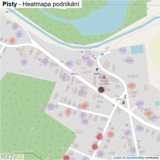 Mapa Písty - Firmy v části obce.
