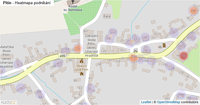 Pitín - mapa podnikání