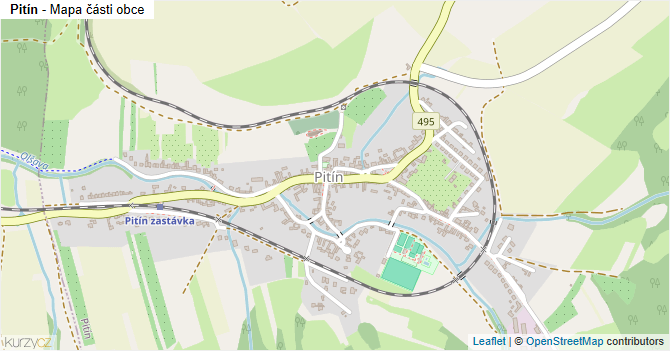 Pitín - mapa části obce