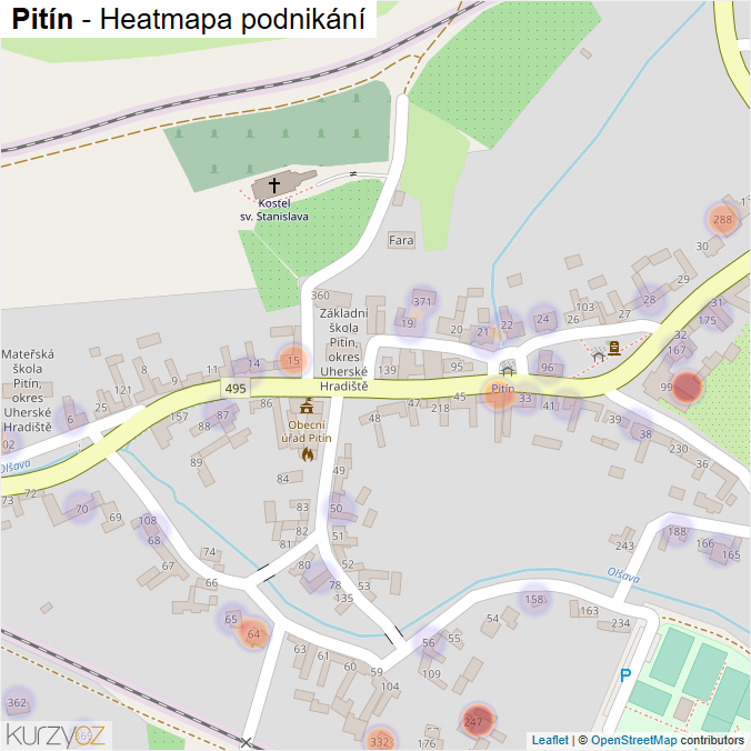 Mapa Pitín - Firmy v části obce.