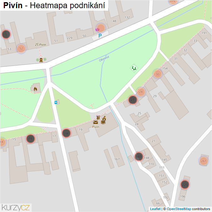 Mapa Pivín - Firmy v obci.