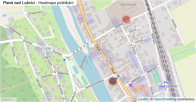 Planá nad Lužnicí - mapa podnikání