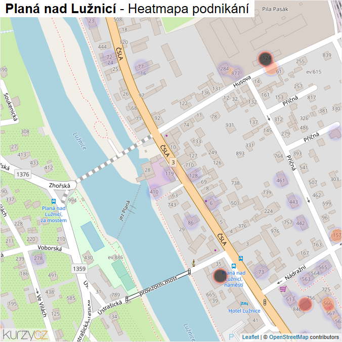 Mapa Planá nad Lužnicí - Firmy v obci.