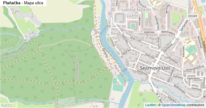 Plaňačka - mapa ulice