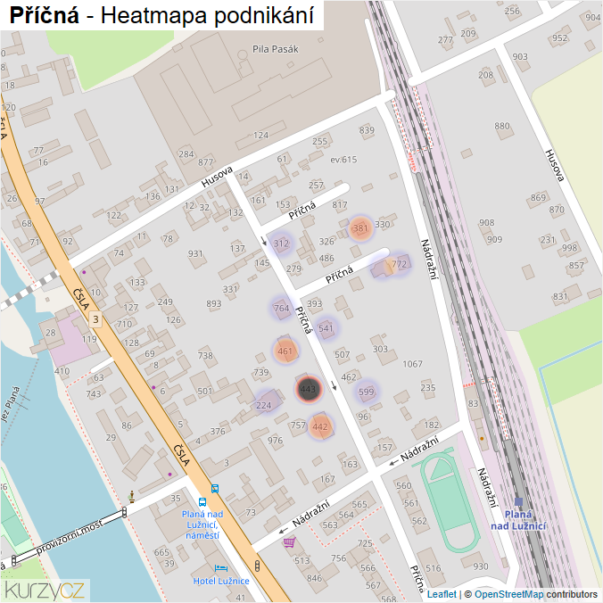 Mapa Příčná - Firmy v ulici.