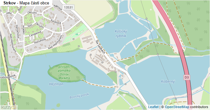 Strkov - mapa části obce