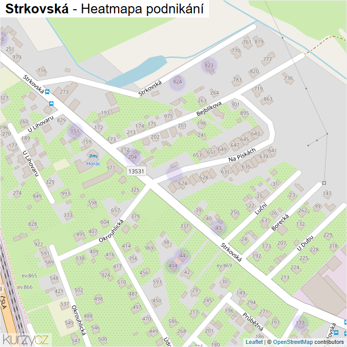 Mapa Strkovská - Firmy v ulici.