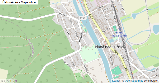 Ústrašická - mapa ulice