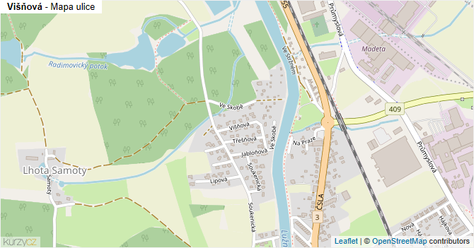 Višňová - mapa ulice