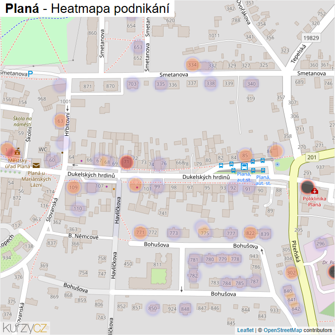 Mapa Planá - Firmy v obci.