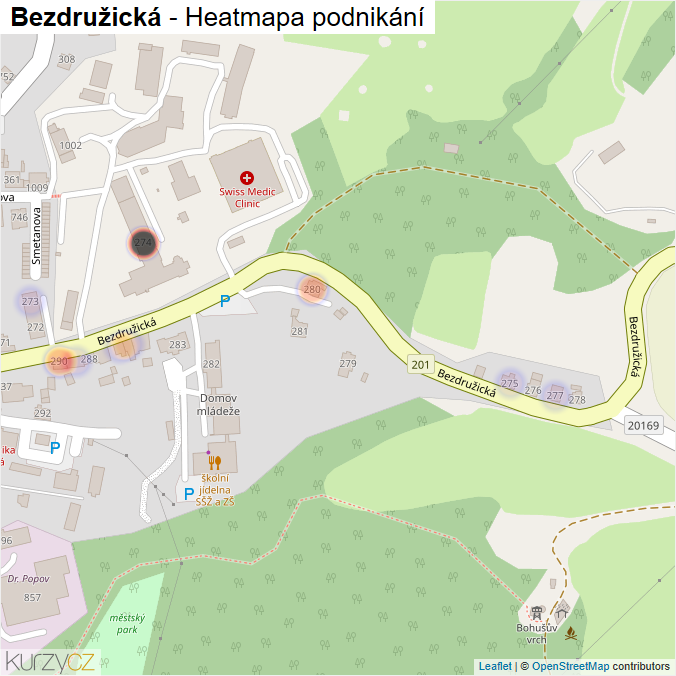Mapa Bezdružická - Firmy v ulici.
