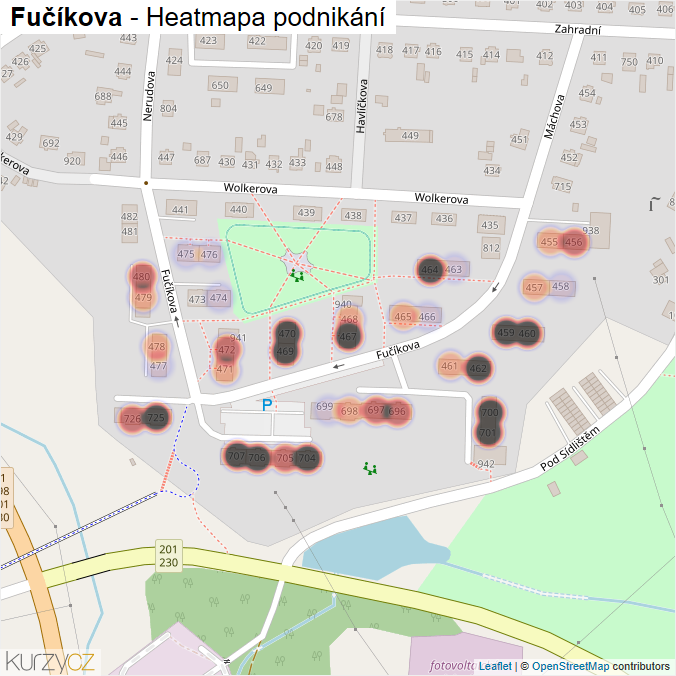 Mapa Fučíkova - Firmy v ulici.