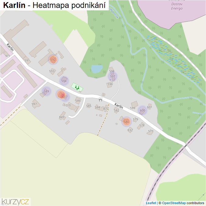 Mapa Karlín - Firmy v ulici.