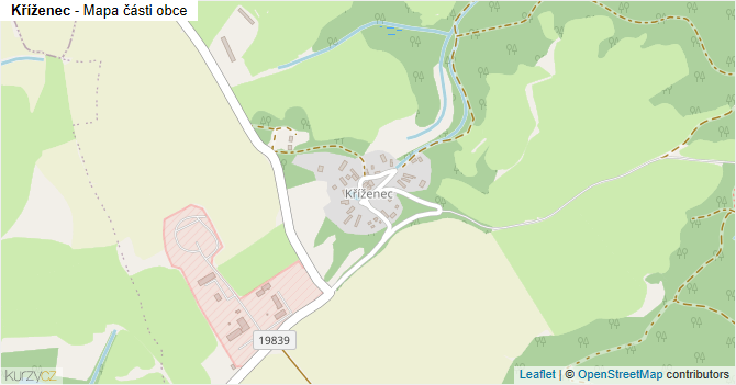 Kříženec - mapa části obce
