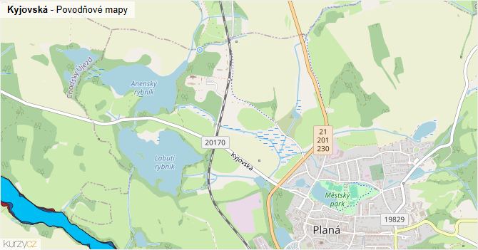 Kyjovská - záplavové mapy stoleté vody