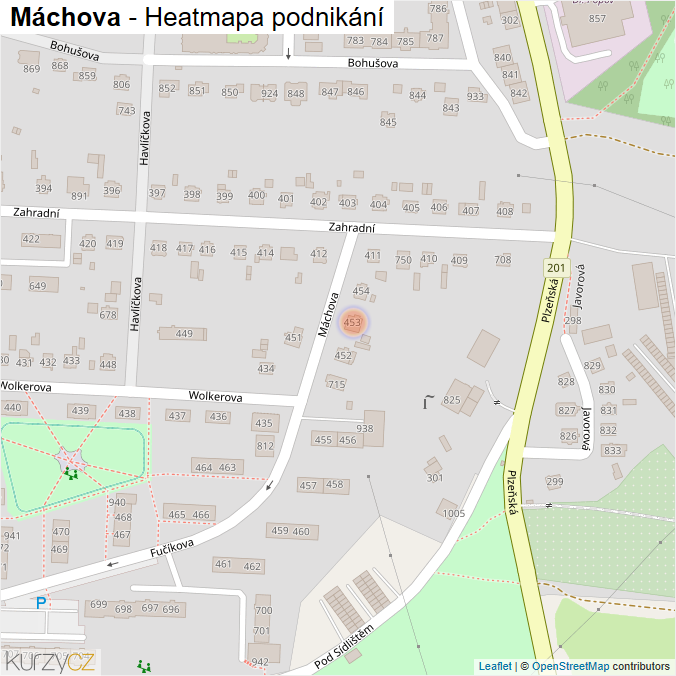 Mapa Máchova - Firmy v ulici.