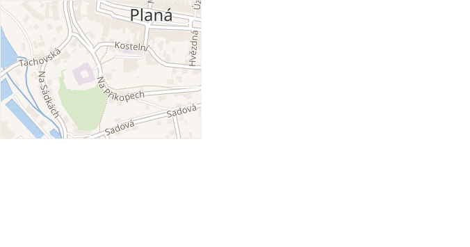 Na Příkopech v obci Planá - mapa ulice