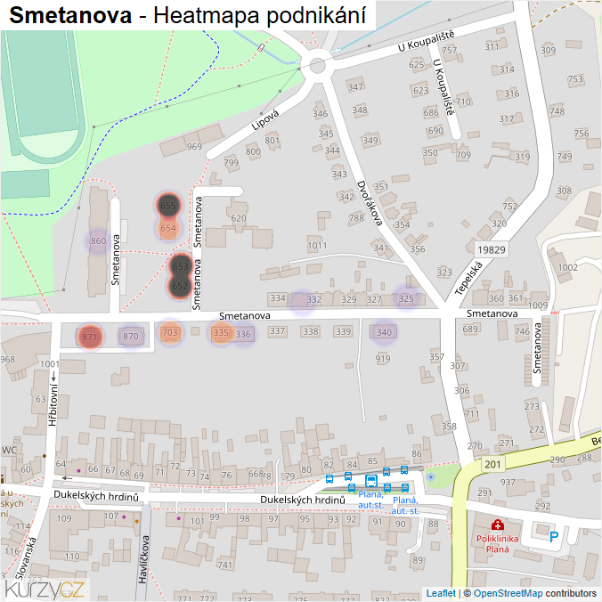 Mapa Smetanova - Firmy v ulici.