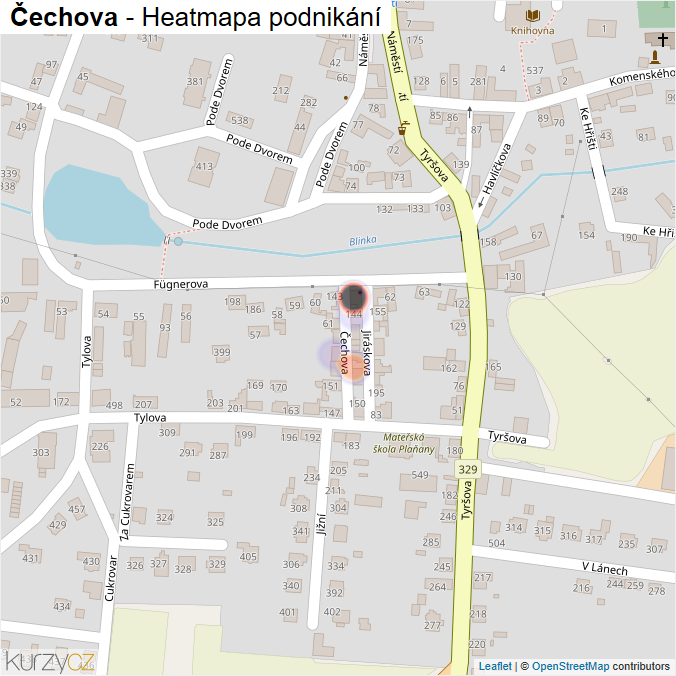 Mapa Čechova - Firmy v ulici.