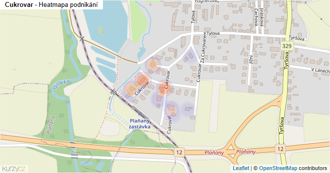Cukrovar - mapa podnikání