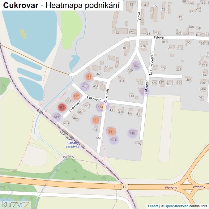 Mapa Cukrovar - Firmy v ulici.