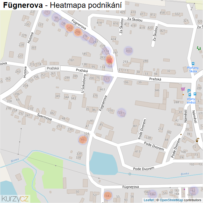 Mapa Fügnerova - Firmy v ulici.