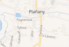 Jiráskova v obci Plaňany - mapa ulice