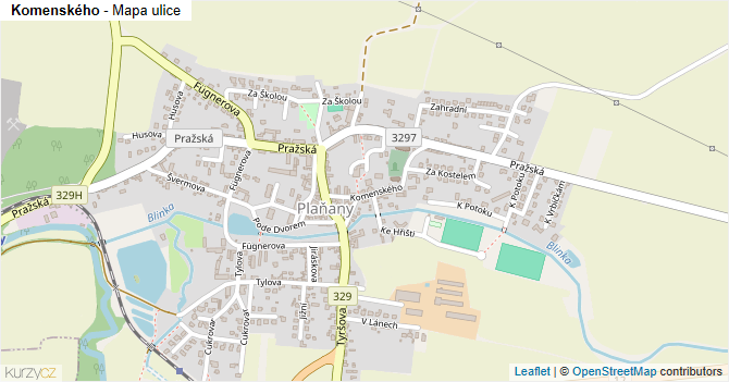 Komenského - mapa ulice