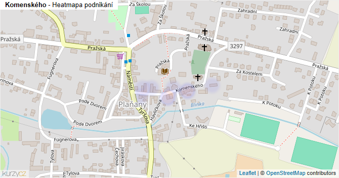 Komenského - mapa podnikání