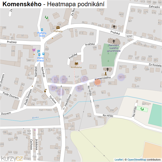 Mapa Komenského - Firmy v ulici.