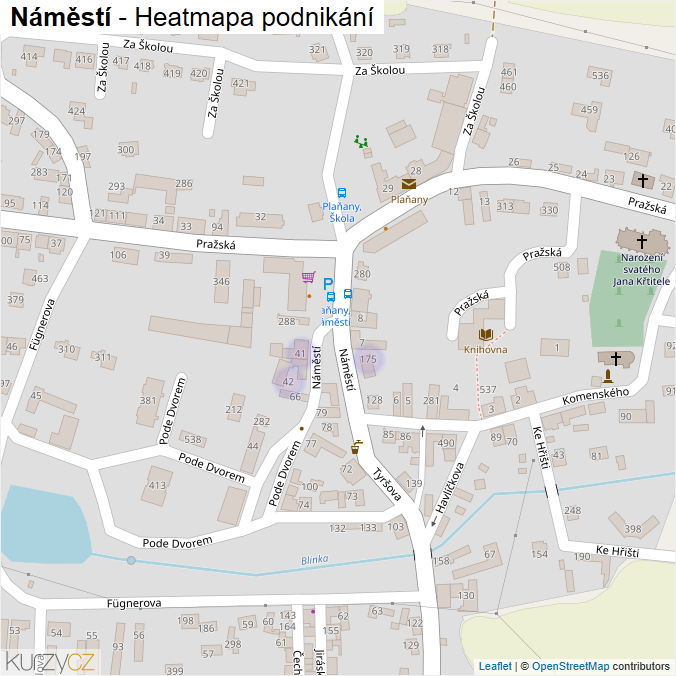 Mapa Náměstí - Firmy v ulici.