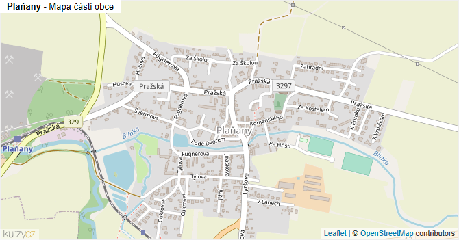 Plaňany - mapa části obce