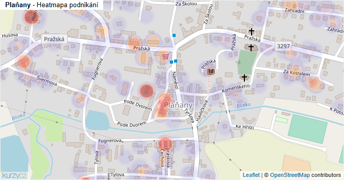 Plaňany - mapa podnikání