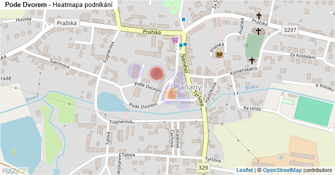 Pode Dvorem - mapa podnikání