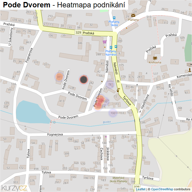 Mapa Pode Dvorem - Firmy v ulici.