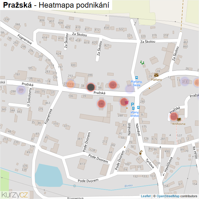Mapa Pražská - Firmy v ulici.