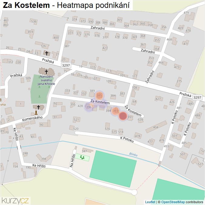 Mapa Za Kostelem - Firmy v ulici.