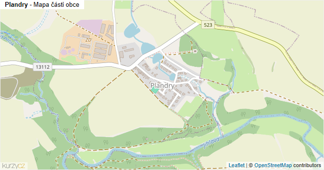 Plandry - mapa části obce