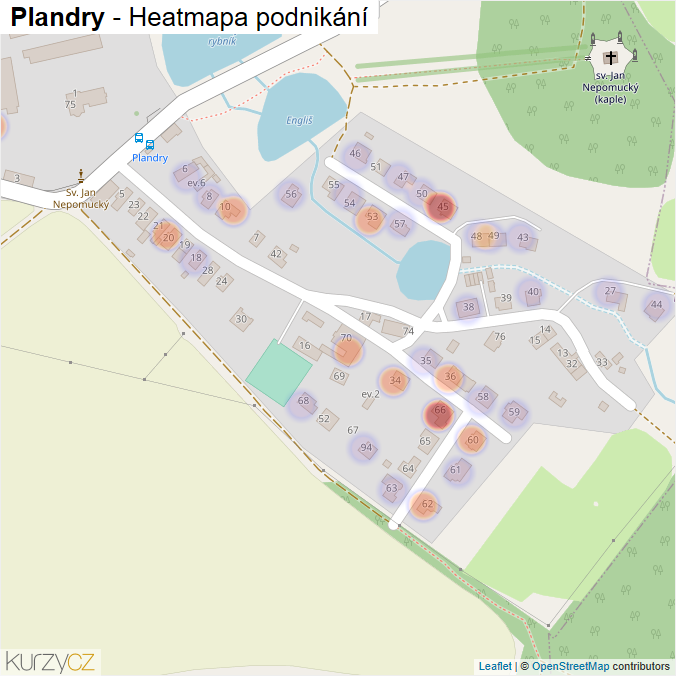 Mapa Plandry - Firmy v části obce.