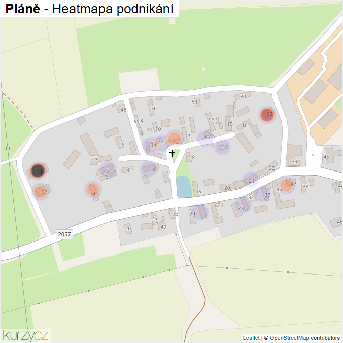 Mapa Pláně - Firmy v části obce.