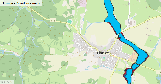 1. máje - záplavové mapy stoleté vody
