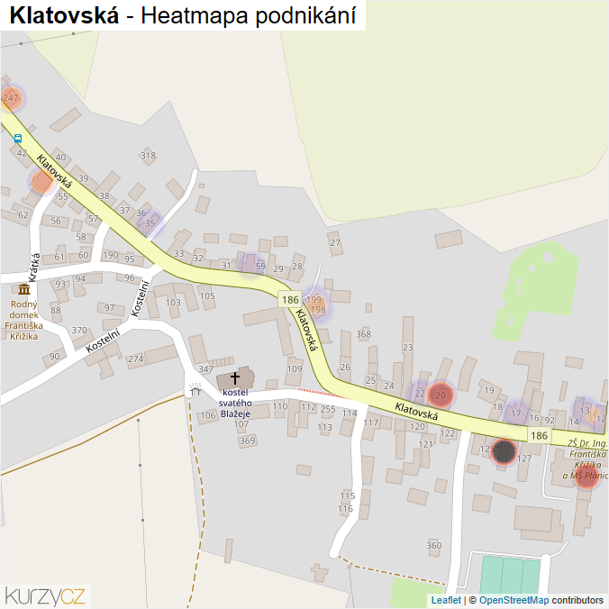 Mapa Klatovská - Firmy v ulici.