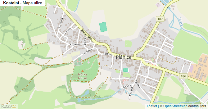 Kostelní - mapa ulice