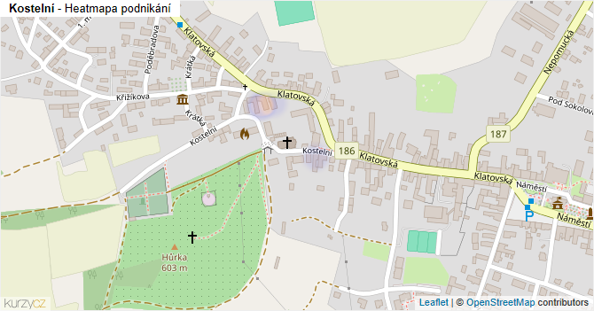 Kostelní - mapa podnikání